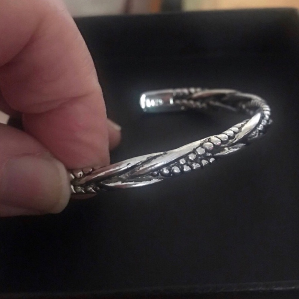 Silver Twisted Rope Cuff Bracelet - Picture 3 of 3